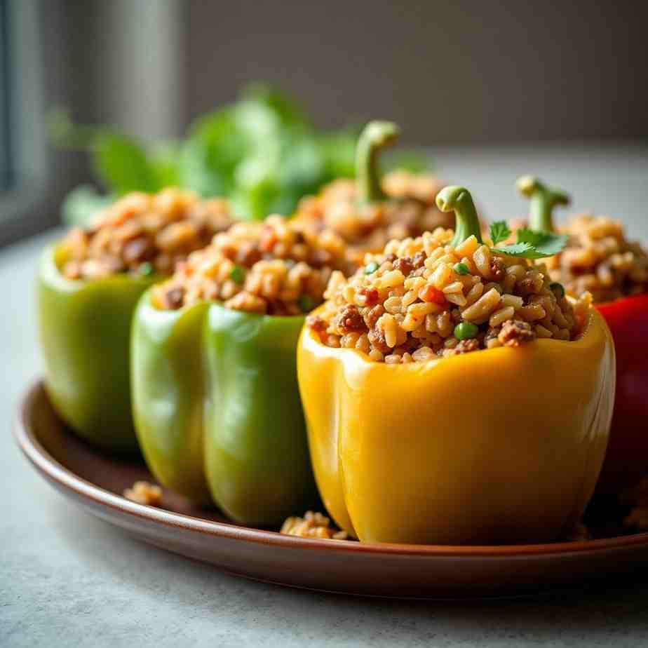 Easy Beef & Rice Stuffed Bell Peppers Oven-Baked Classic